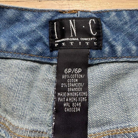 INC International Concepts Womens Floral Painted Straight Leg Jeans Blue Denim 6 - Picture 3 of 9